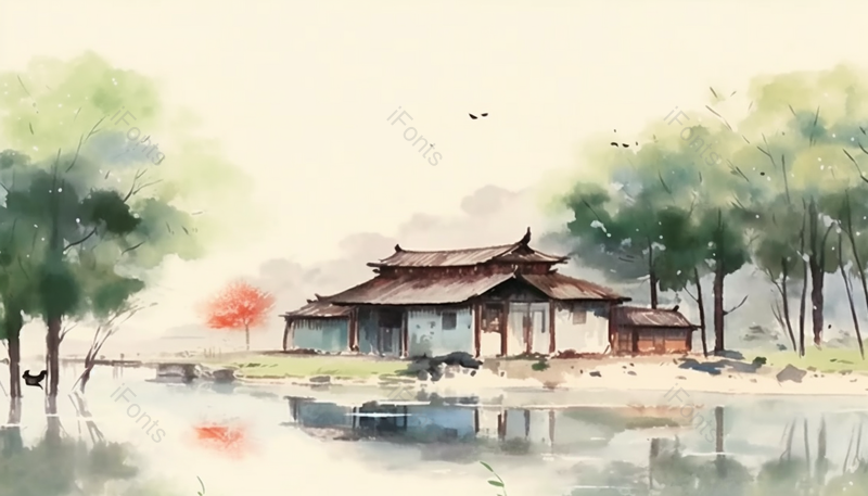 乡村生活水墨风中国风背景图,插画/手绘图,插画/手绘图库,插画/手绘图下载,插画/手绘